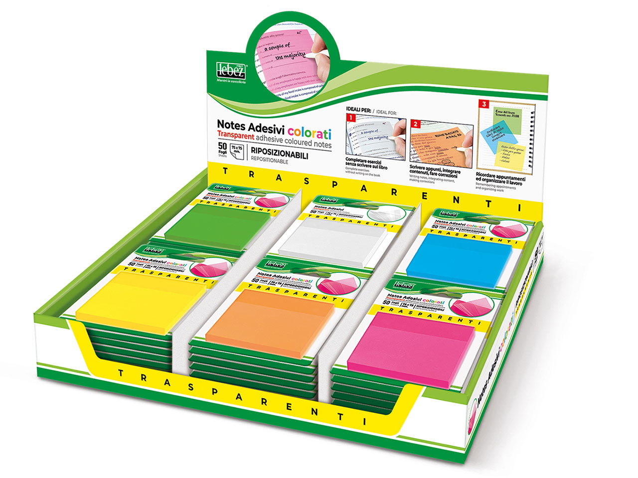 memostick trasparenti 75x75mm 50 fogli