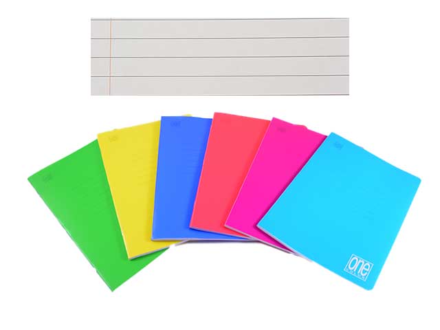 Maxi one color in plastica 20 fogli + 1 rigatura 1rc misura 210x297mm 80gr - la confezione comprende 10 quaderni - assortiti