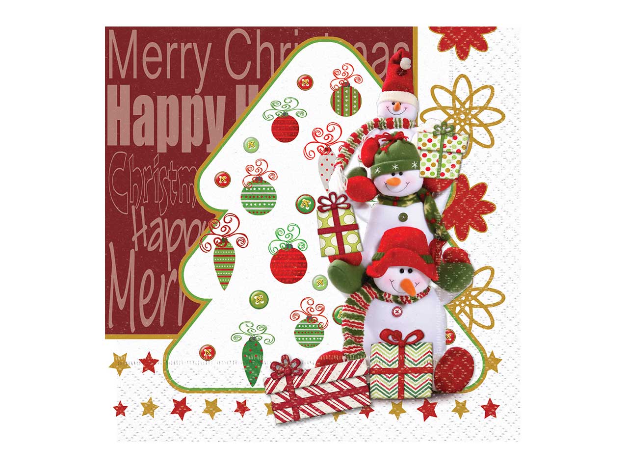 tovaglioli 2 veli 33x33cm 20 pezzi decoro pupazzo di neve