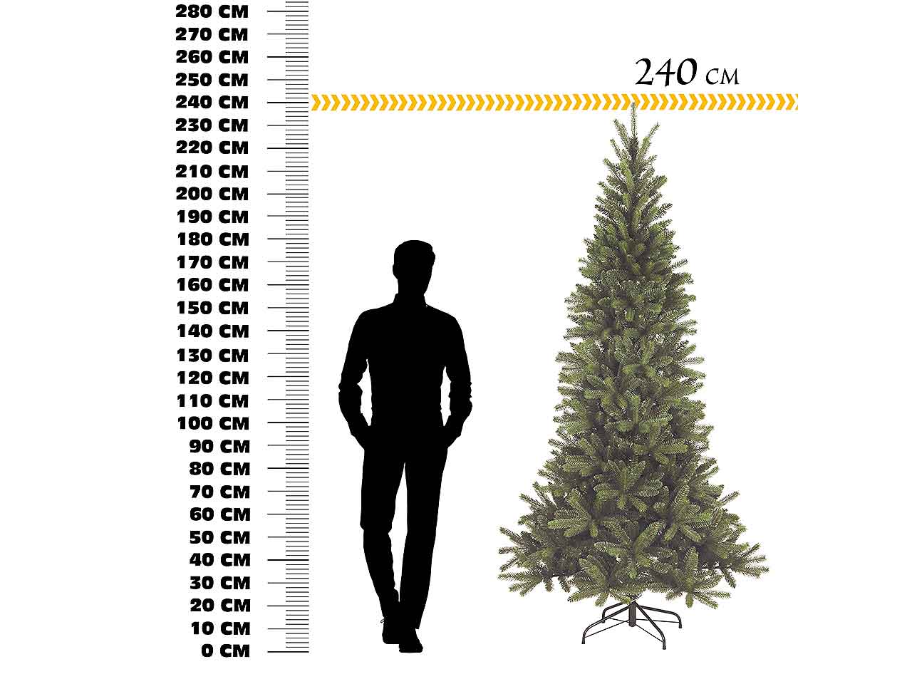 Albero di natale montecarlo 240cm pe+pvc d.121cm 1260 rami montaggio ad ombrello pe/pvc