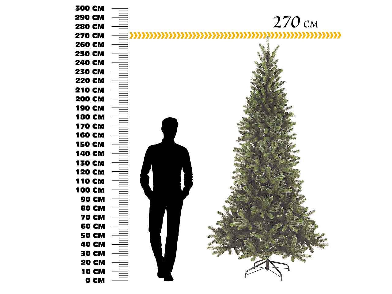 Albero di natale montecarlo 270cm pe+pvc d.142cm 1752 rami montaggio ad ombrello pe/pvc $