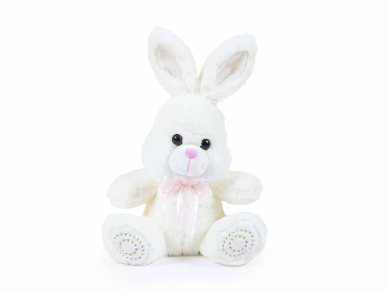 peluche coniglio con fiocco h.30cm