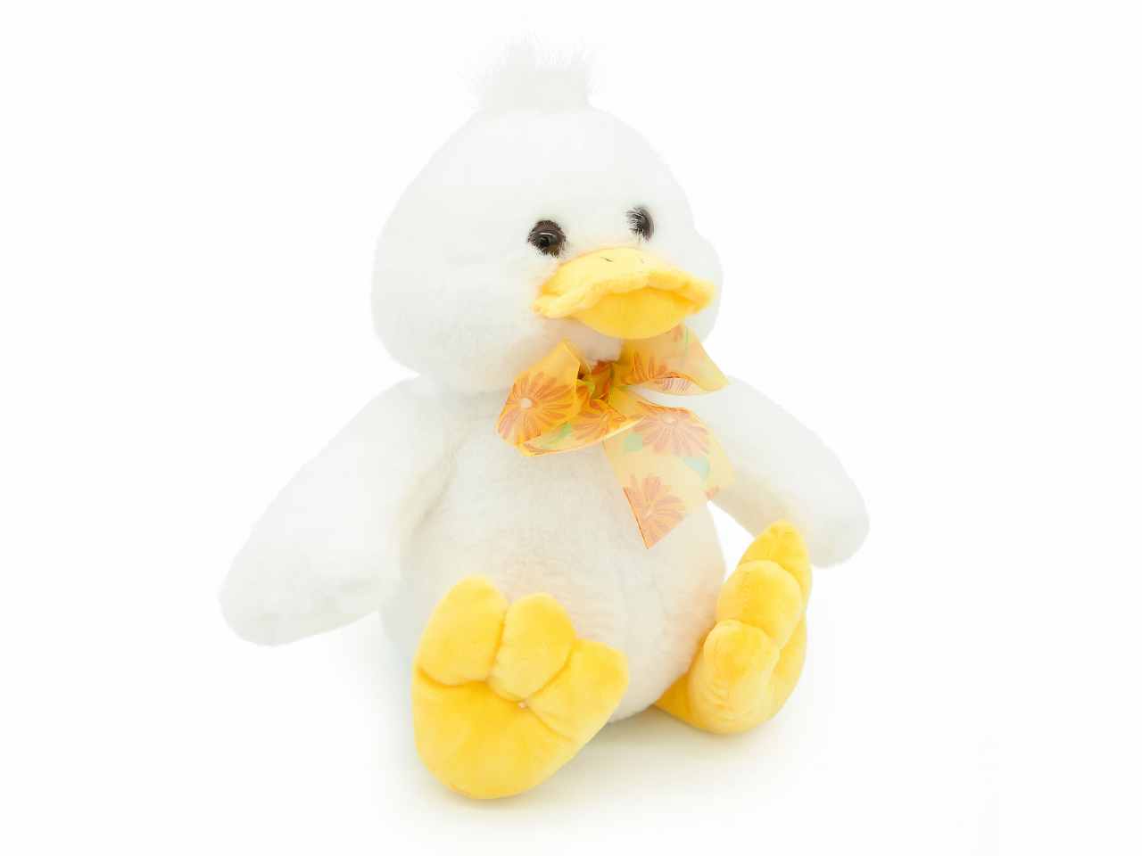 peluche papero con fiocco l.30cm 2 colori assortiti