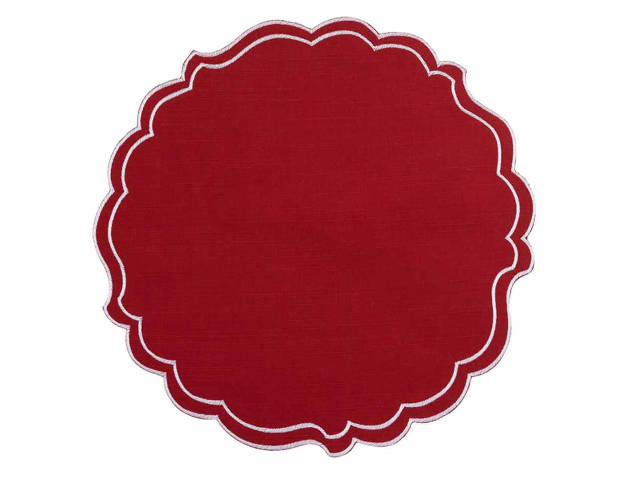 Sottopiatto in tessuto diametro cm35 rosso e bianco