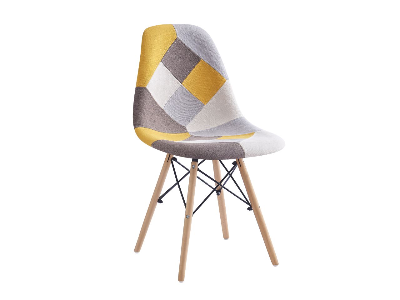 Sedia medea in tessuto giallo e grigio 48x51x81cm