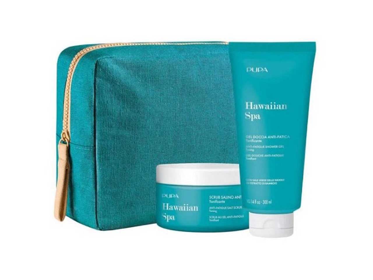 Pupa set regalo hawaiian spa. La confezione contiene scrub 350g e shower gel 300ml antifatica
