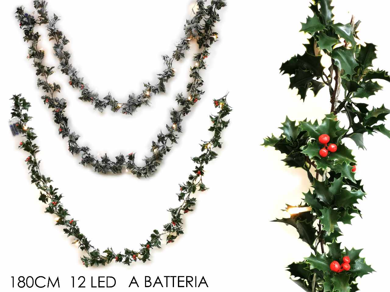 Ghirlanda 180cm 12led funzionamento a batteria 3 assortimenti