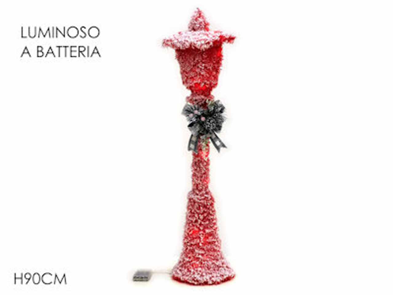 Lanterna rossa 90cm con 20 led bianco caldo uso interno e funzionamento a batteria . funziona con 3 pile aa non incluse