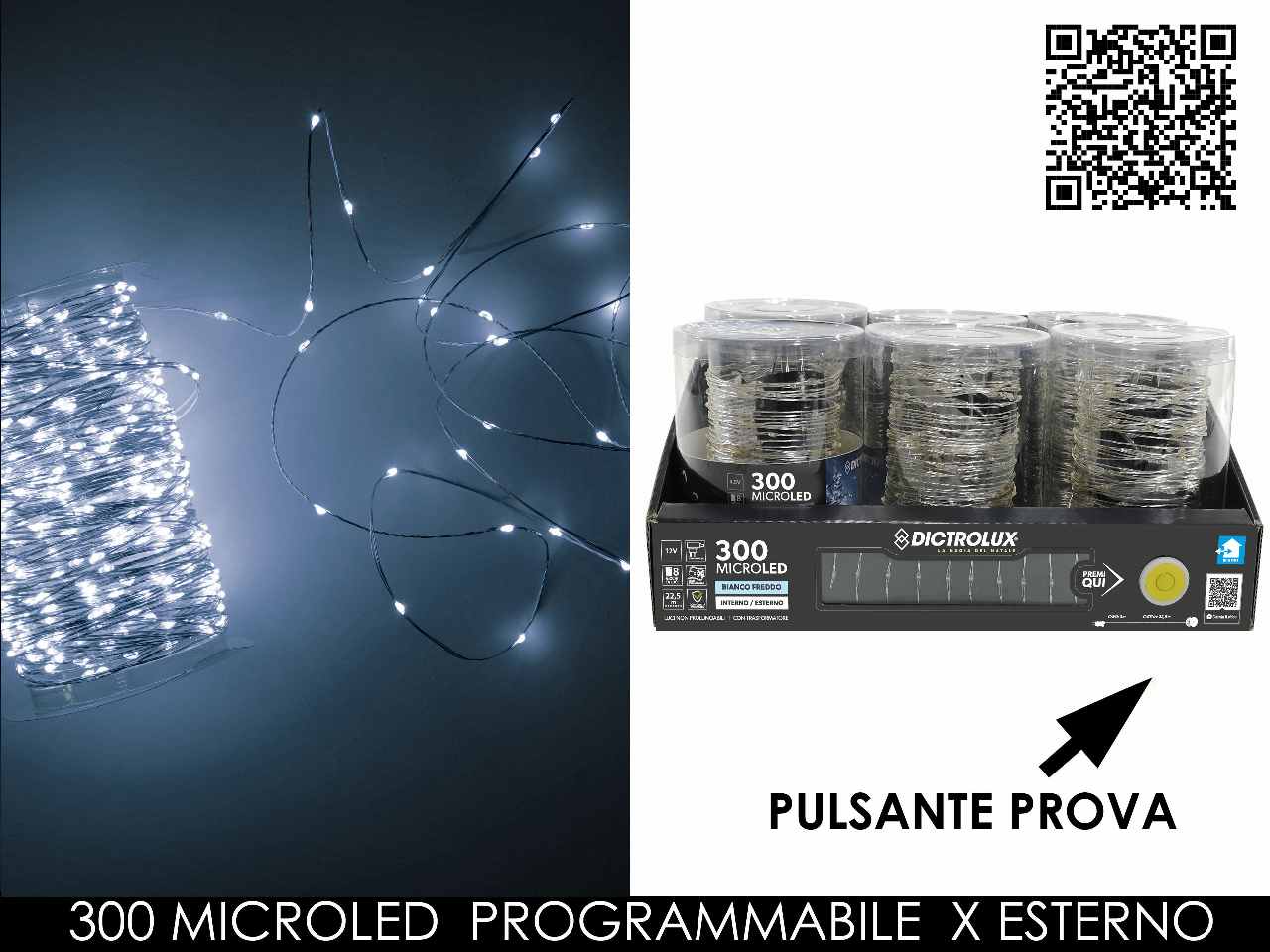 Catena luci bianco freddo 300multiled a uso esterno