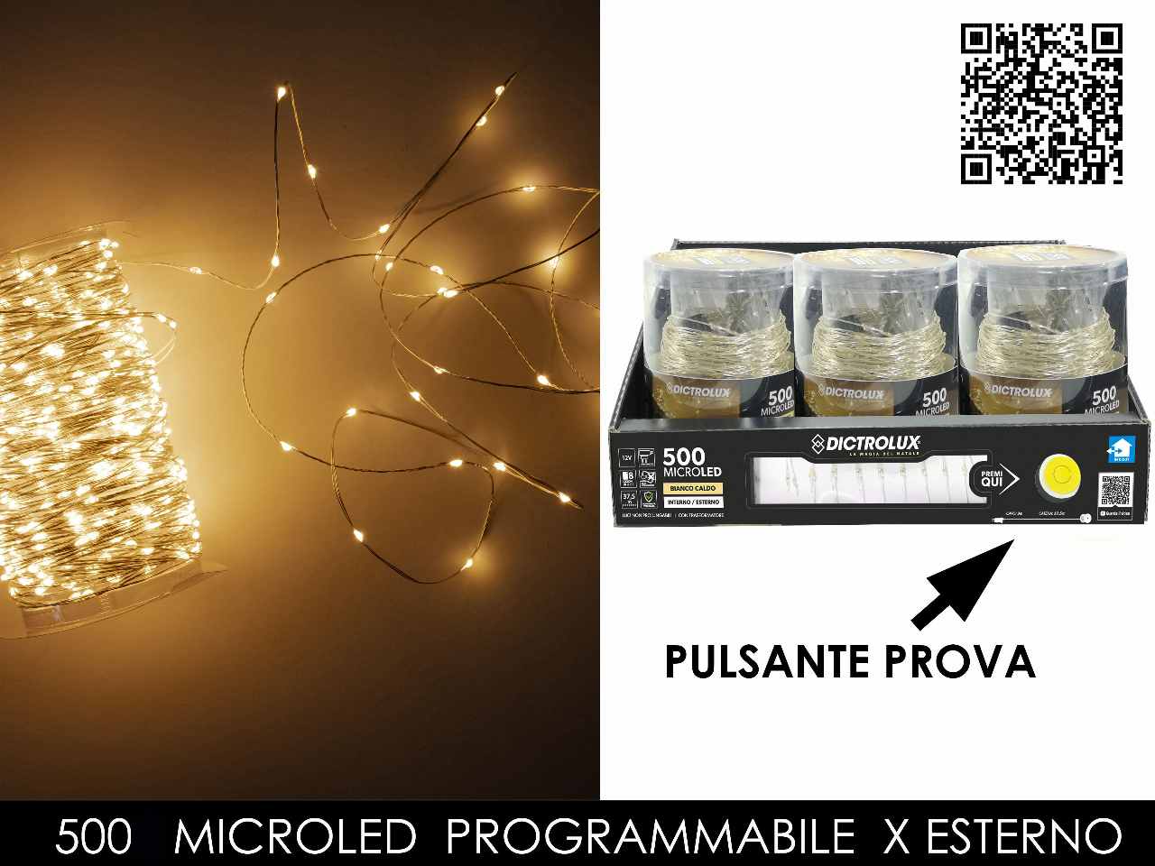 Catena luci bianco caldo 500multiled a uso esterno