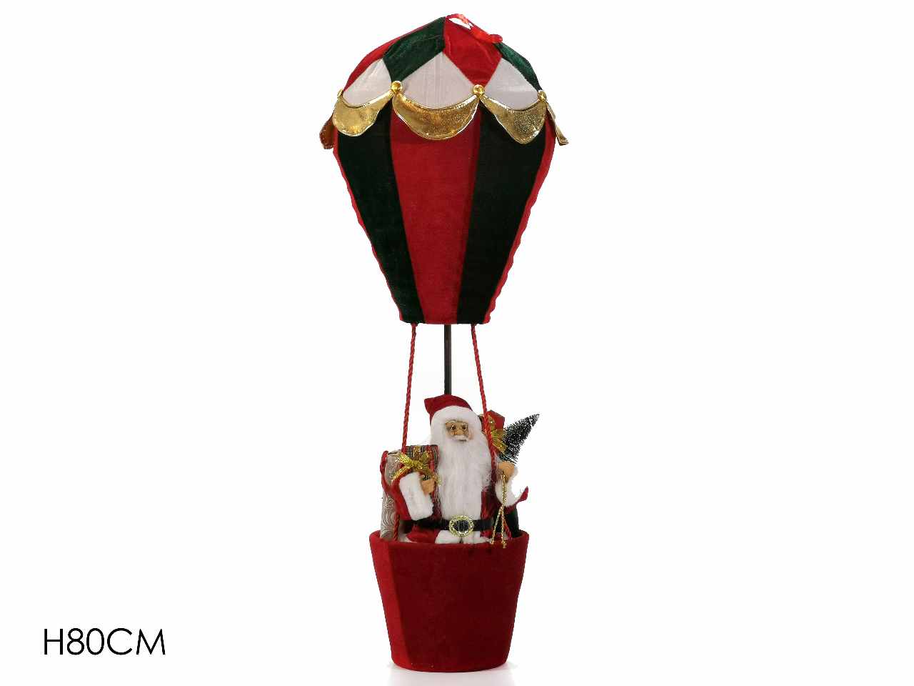 Babbo natale con mongolf. bia/ros/ver 80cm