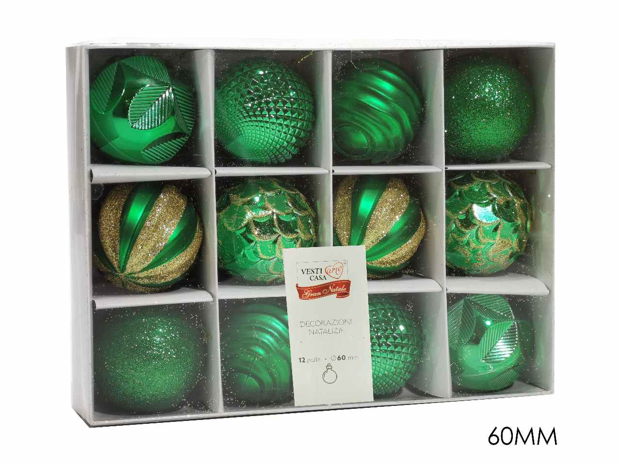 Sfera 6cm 12pz verde mix 490154
