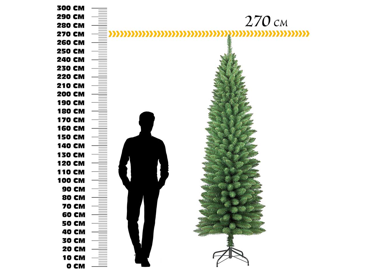 Albero di natale slim deluxe penicel 270cm 636 rami diametro 66cm