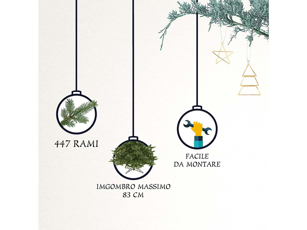 Albero di natale slim montana 180cm 447 rami diametro 83cm $