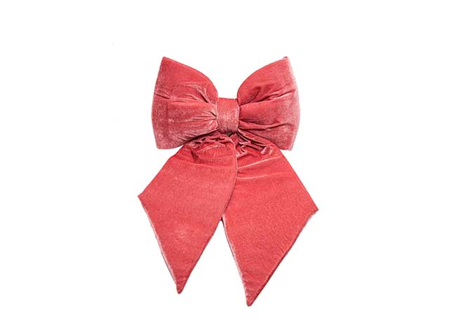 fiocchi decorativi natalizi rosa in velluto 60cm