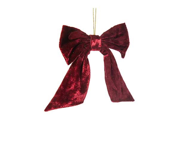 fiocchi decorativi natalizi burgundy in velluto 12,5x14