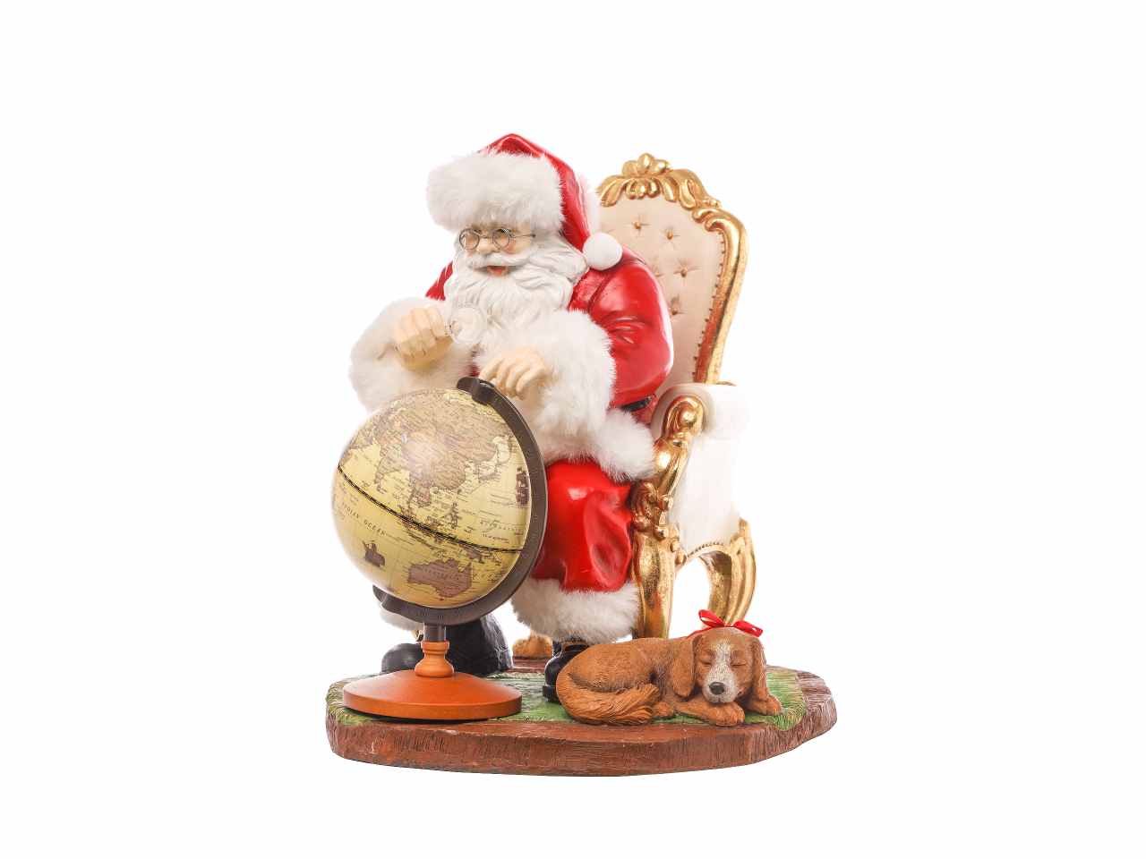Babbo natale resina con mappamondo 37x34x40,5