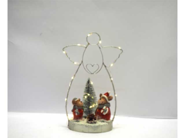 angelo metallo con luci 29,4x17,9x13cm