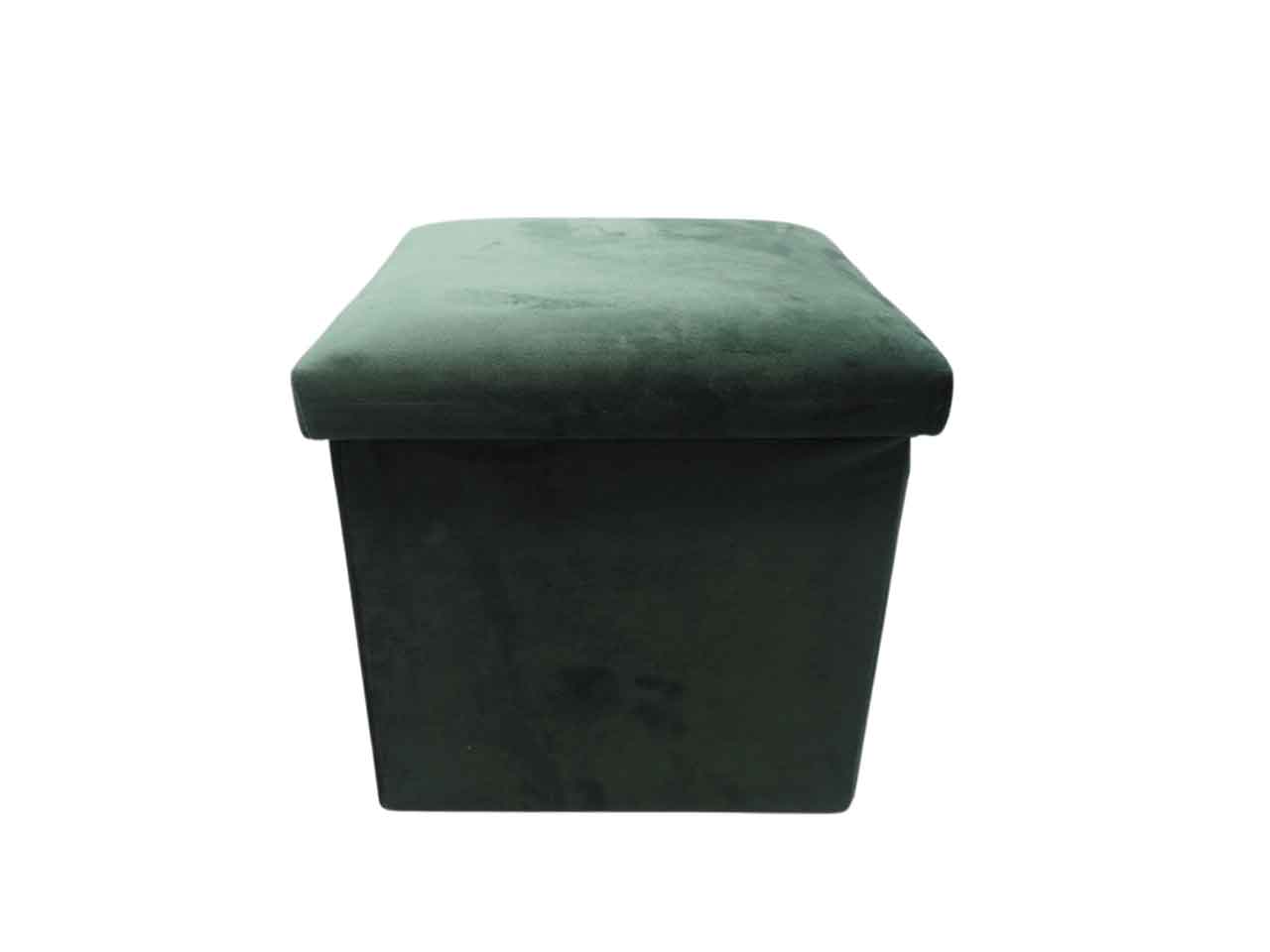 Pouf velluto liscio 35x35cm verde scuro
