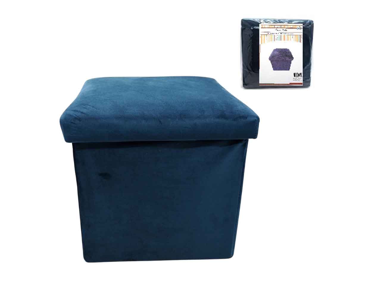 Pouf velluto liscio 35x35cm blu