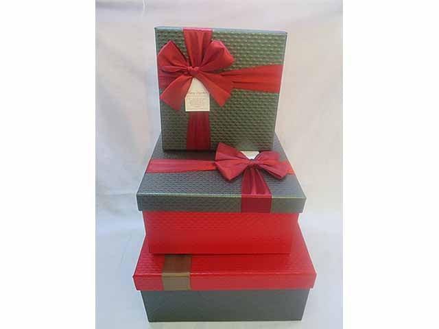 pacco regalo tinsel champagne 15x15/20x20/25x25cm con 45led 3pz