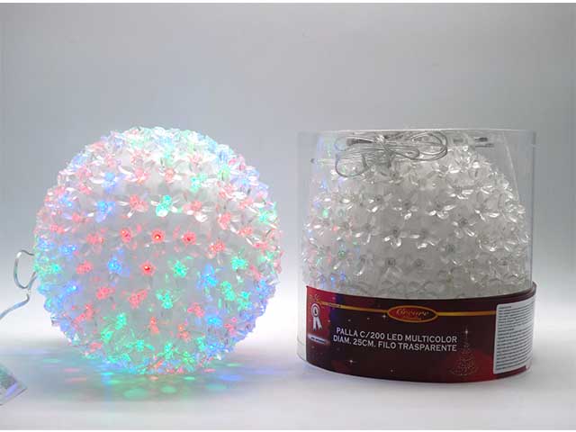 Sfera con 200 led multicolor d25cm