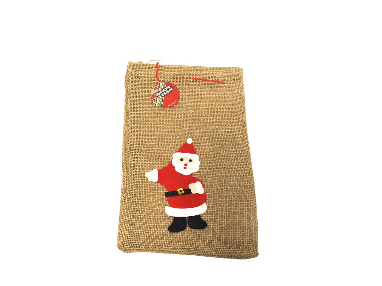 Sacchetto in juta h.39x25cm con babbo natale assortiti