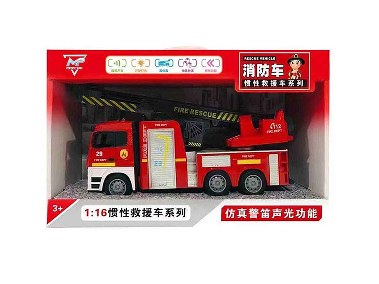 Camion pompieri c/luce/suono 30x18x11