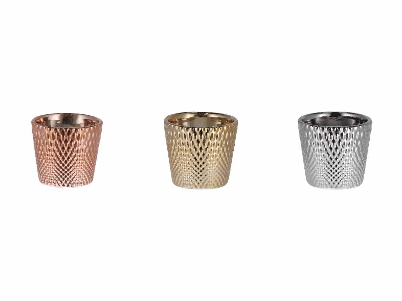Vaso in ceramica natalizio d.8xh6cm nei colori oro argento e rosa