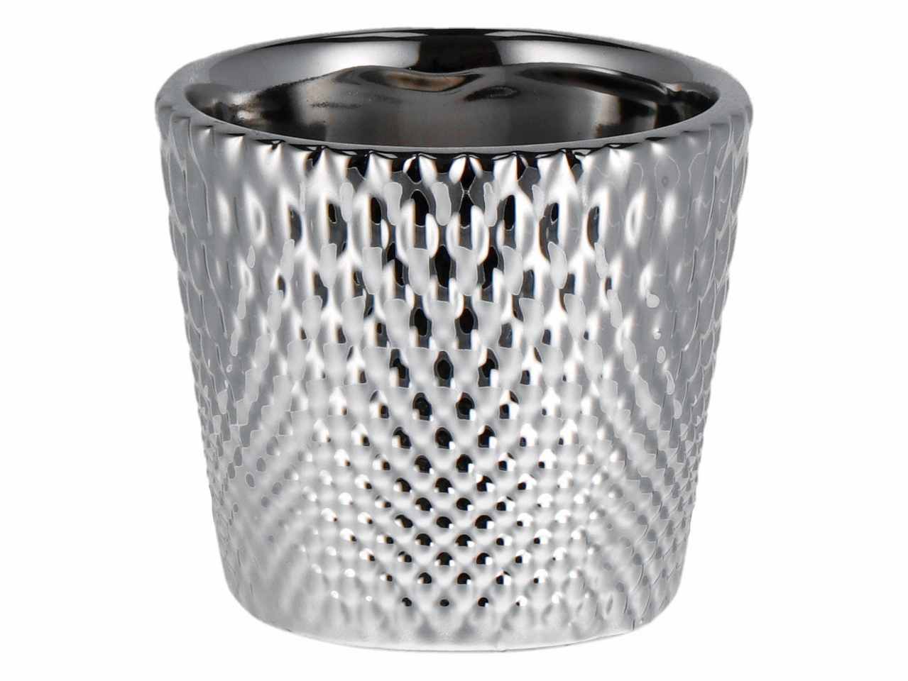 Vaso in ceramica natalizio d.8xh6cm nei colori oro argento e rosa