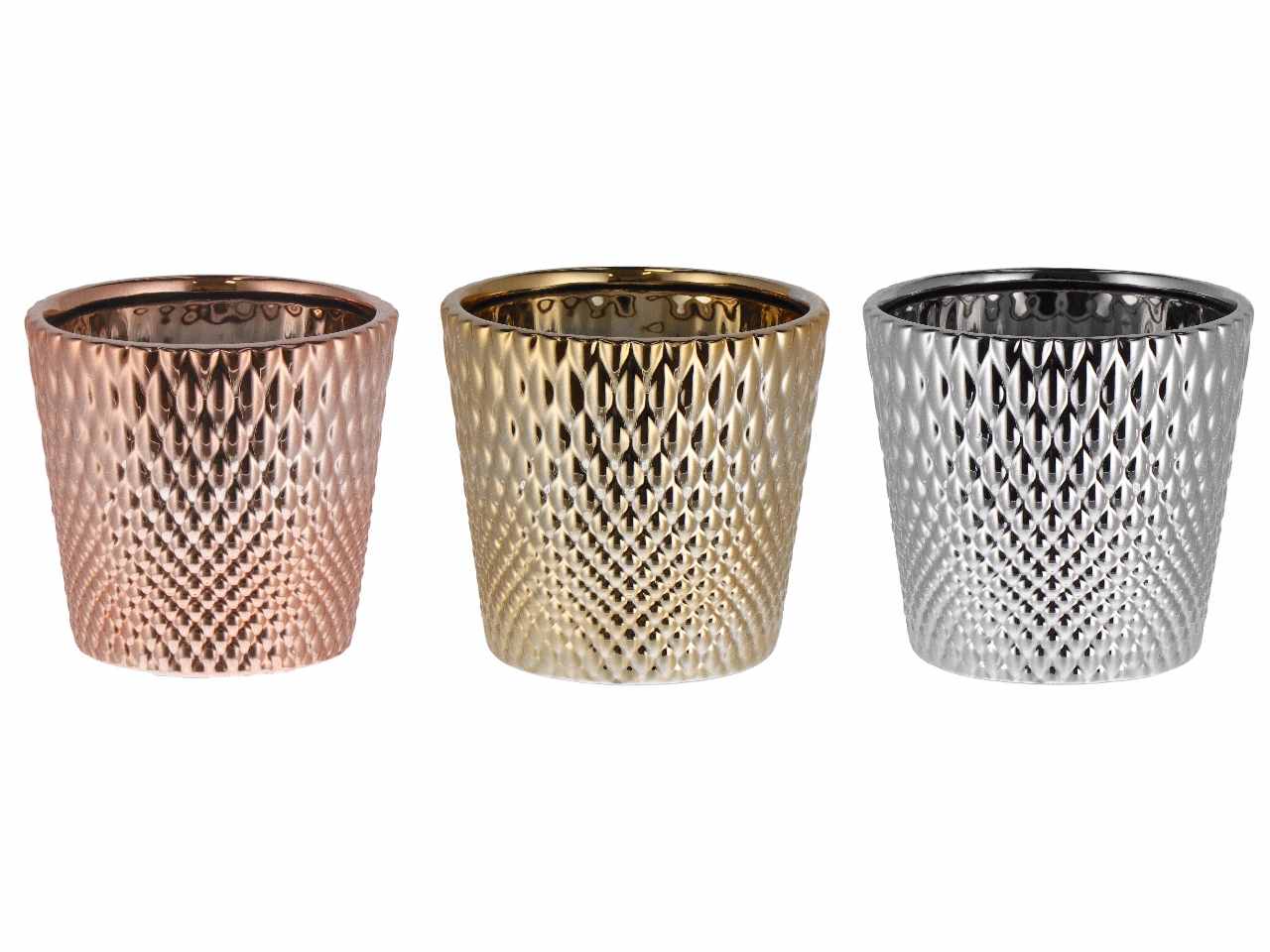 Vaso ceramica natalizio d.12xh11 nei colori oro argento e rosa
