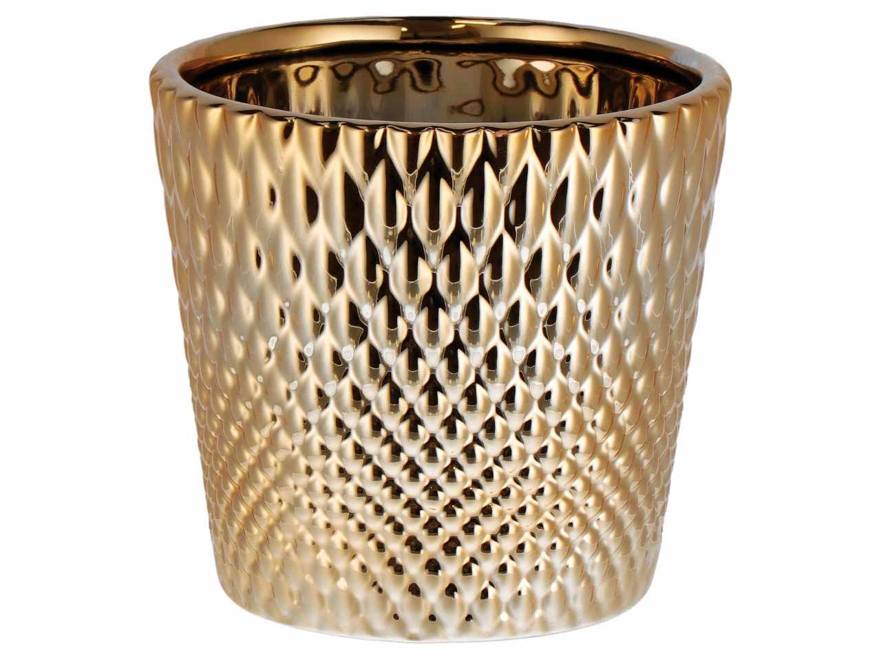 Vaso ceramica natalizio d.12xh11 nei colori oro argento e rosa