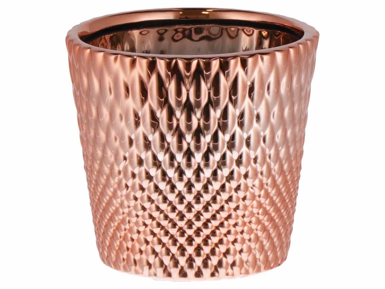 Vaso ceramica natalizio d.12xh11 nei colori oro argento e rosa