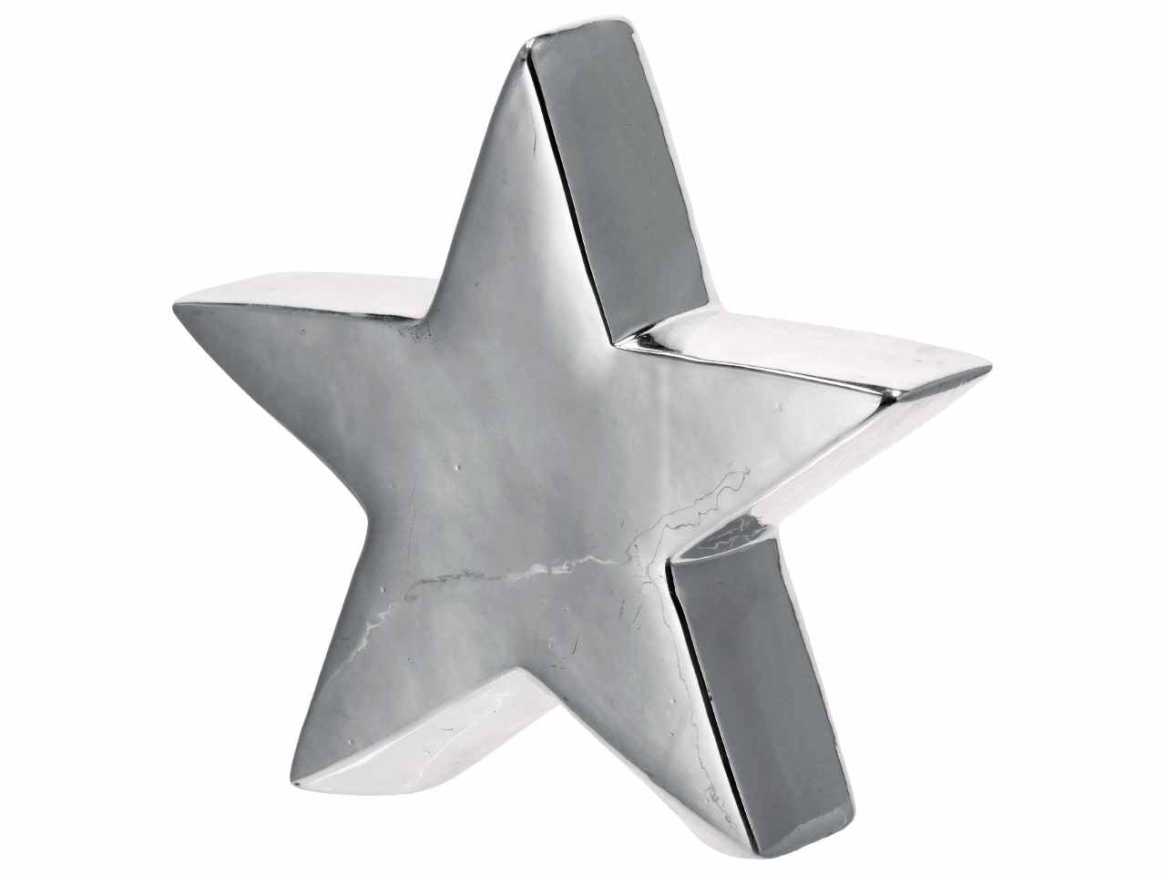 Stella in ceramica natalizia 21x6xh20cm nei colori oro argento e rosa