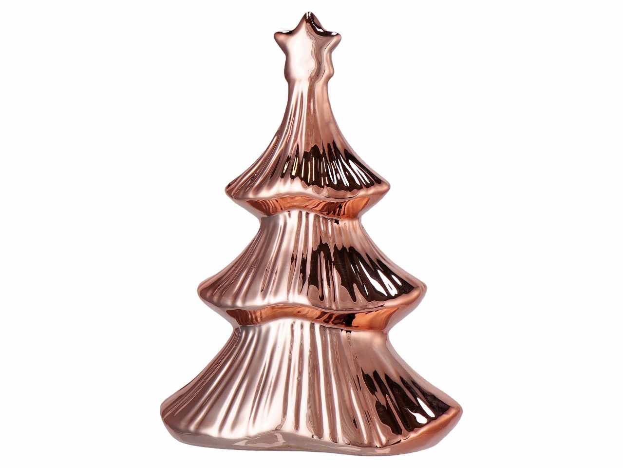 Albero di natale in ceramica 11x6xh17cm nei colori oro argento e rosa