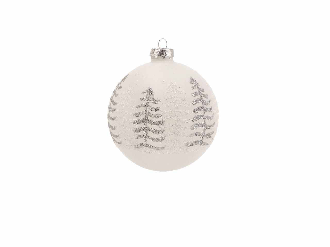 Pallina d.10cm di natale in vetro bianco