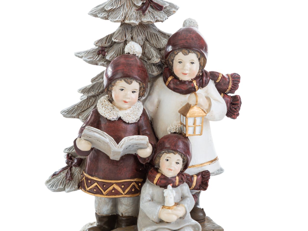Albero di natale con bimbi natalizi in resina 11,5x11,5xh.21 cm