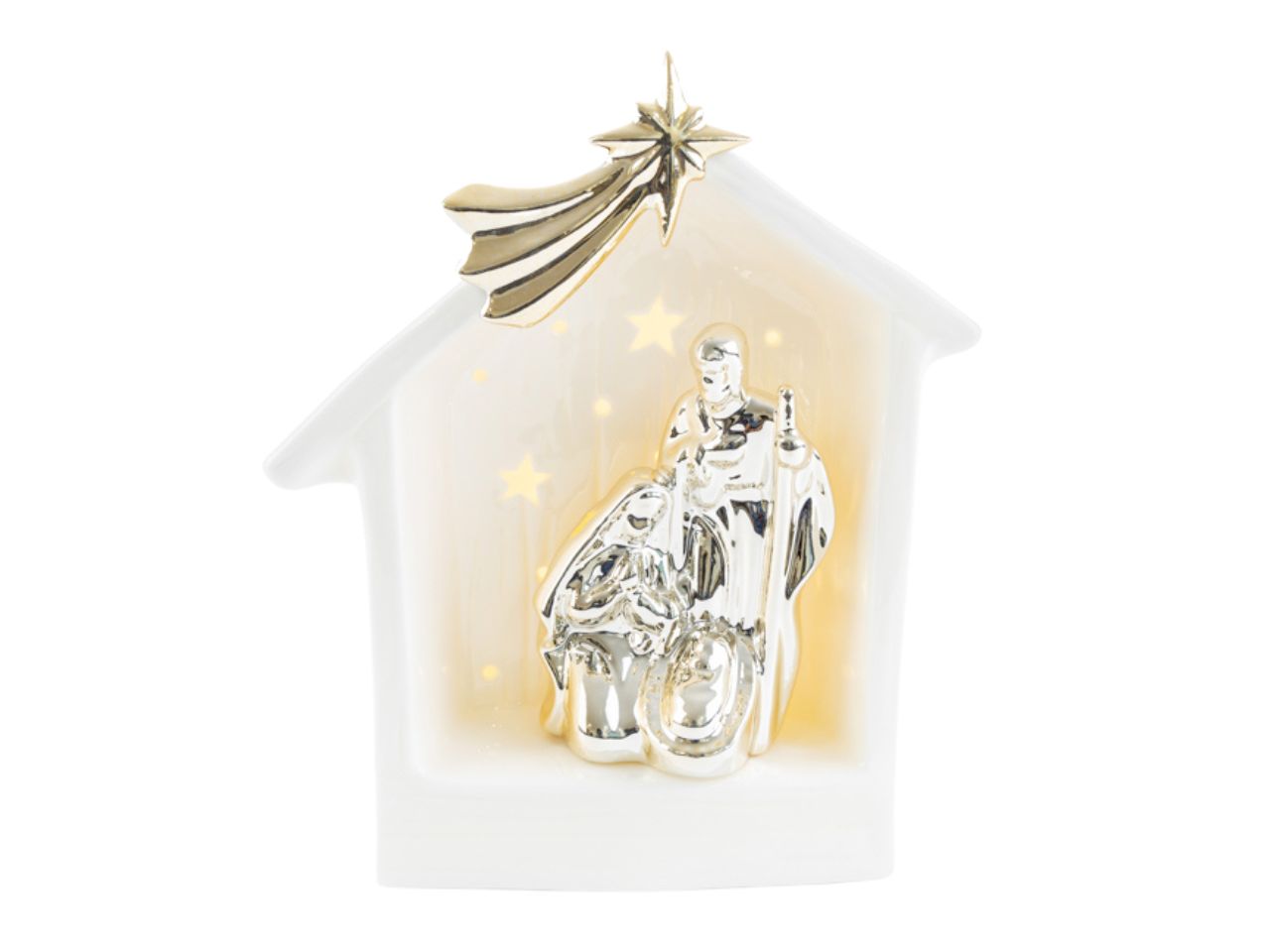 Sacra famiglia in porcellana con led 15x9xh.18cm