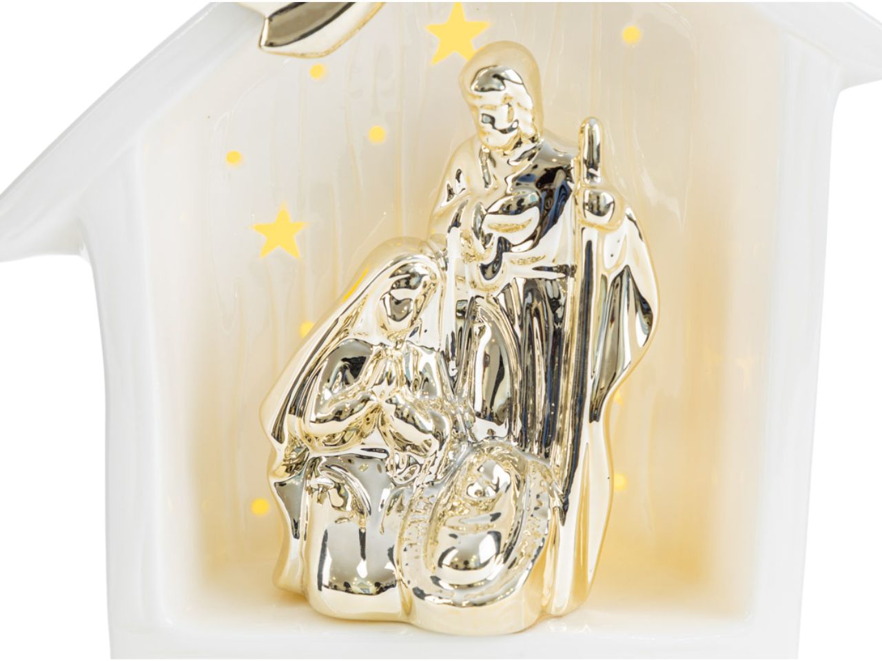 Sacra famiglia in porcellana con led 15x9xh.18cm