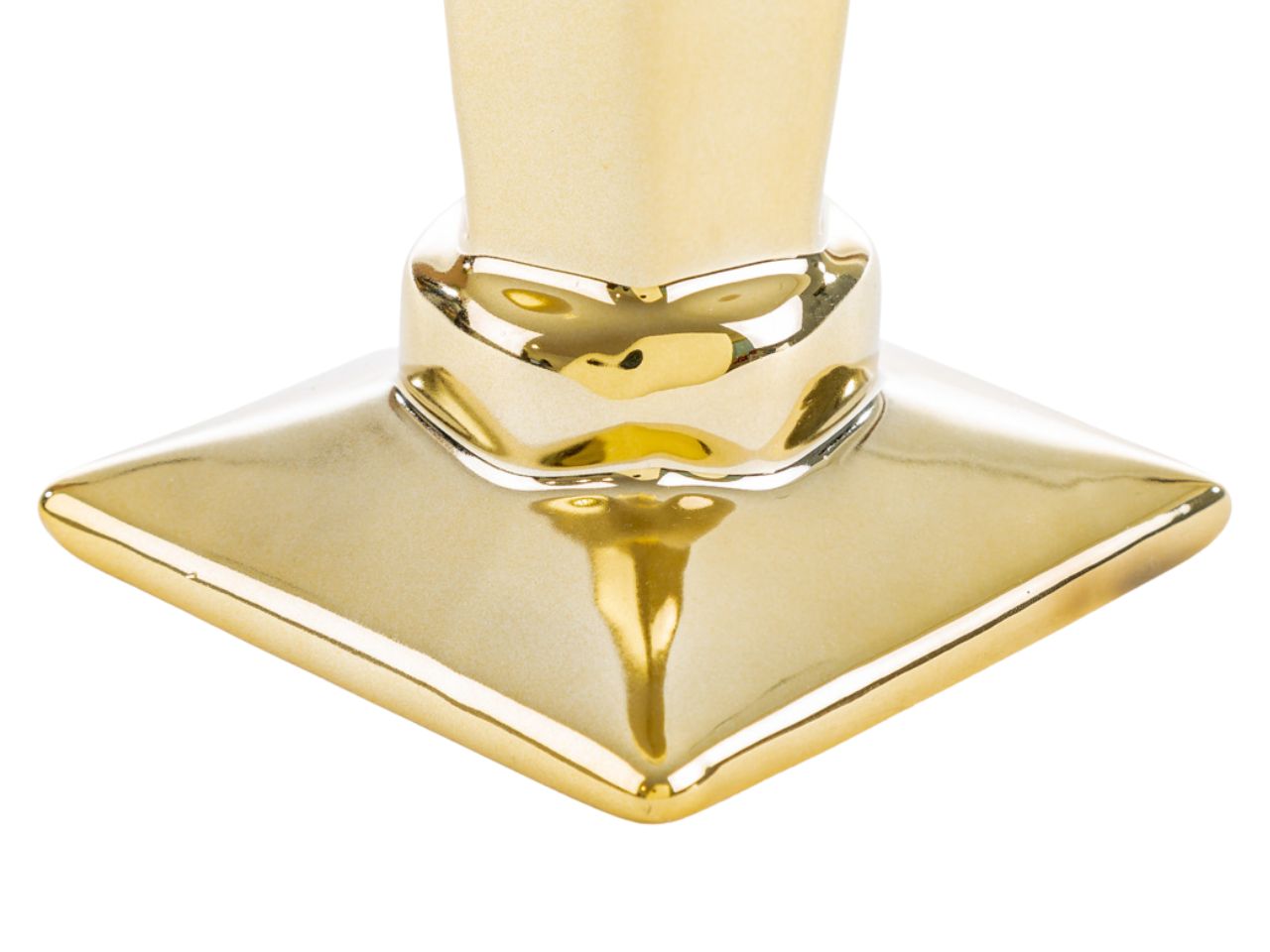 Portacandela in porcellana oro 10,5x10,5xh.21cm
