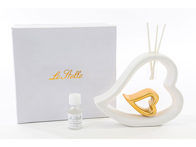 profumatore cuore bianco/oro 12cm 53052