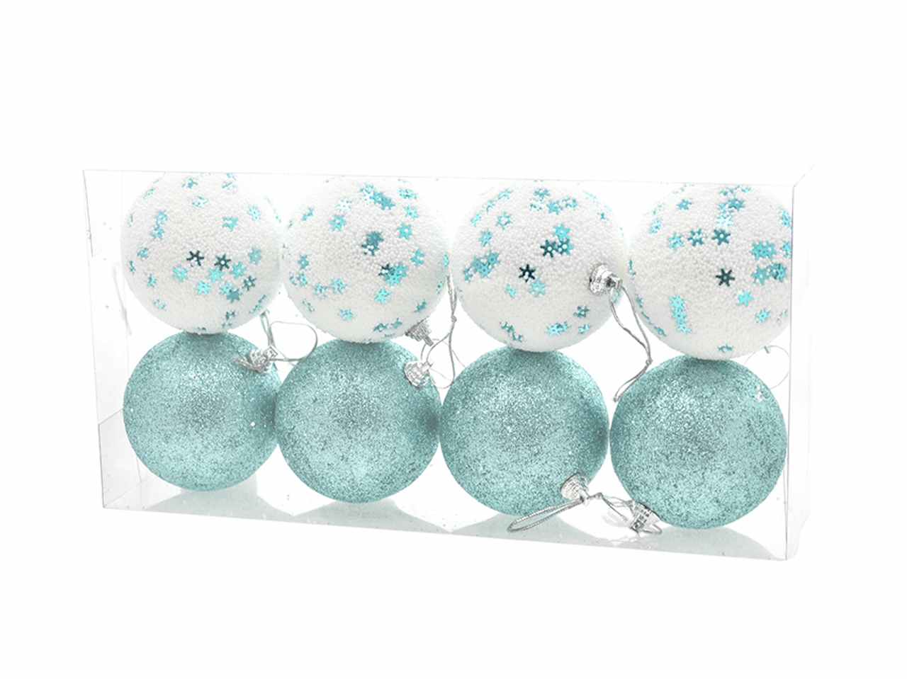 Palle 8 pezzi 8cm con fiocchi di neve tiffany
