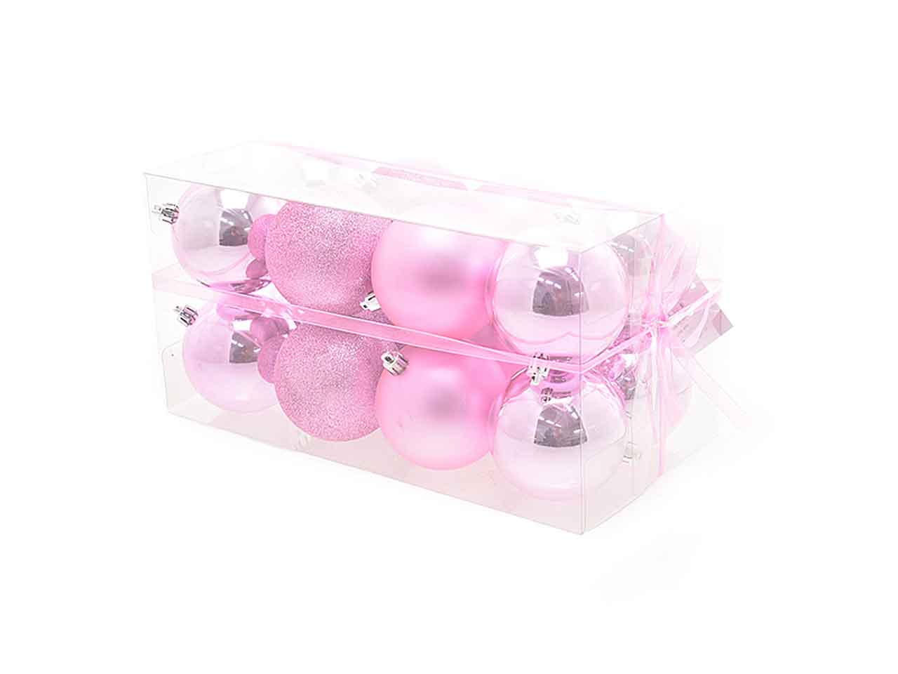 Sfera 8cm 16pz matto/lucido/glitter rosa 7797297