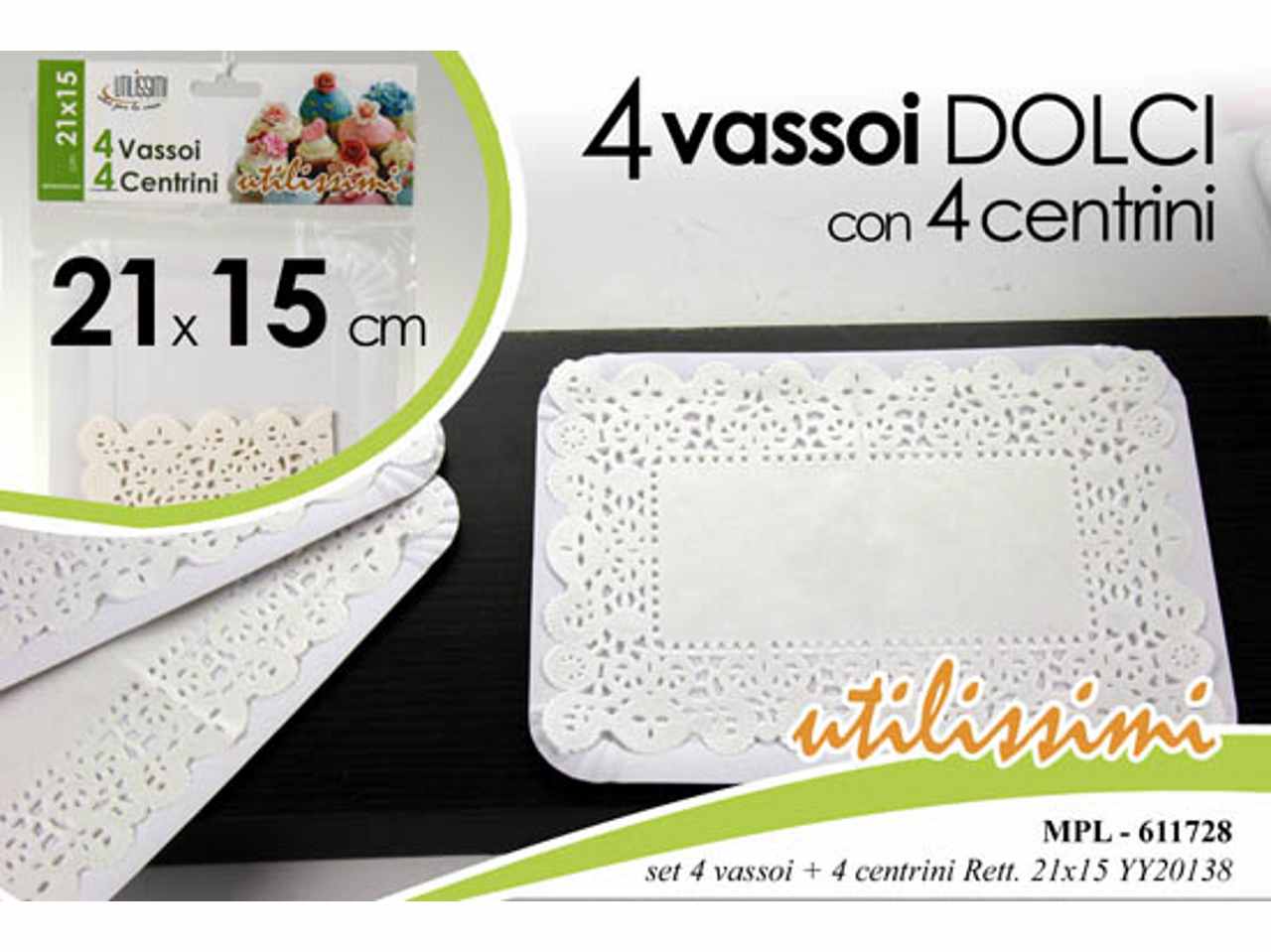 Vassoio ret.c/4 centrini 21x15cm 611728