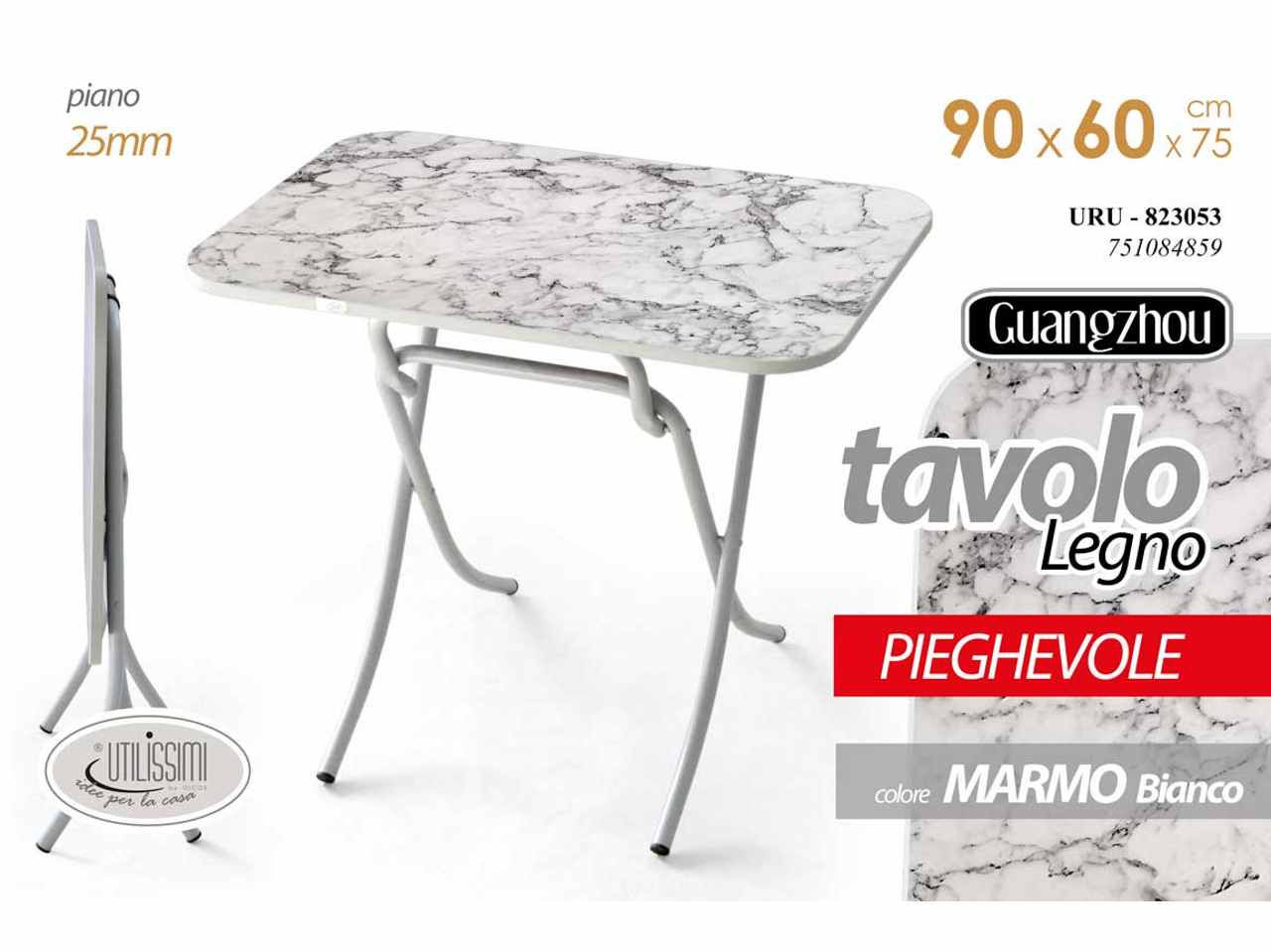 Tavolo ret.bianco/marmo 90x60x75 823053