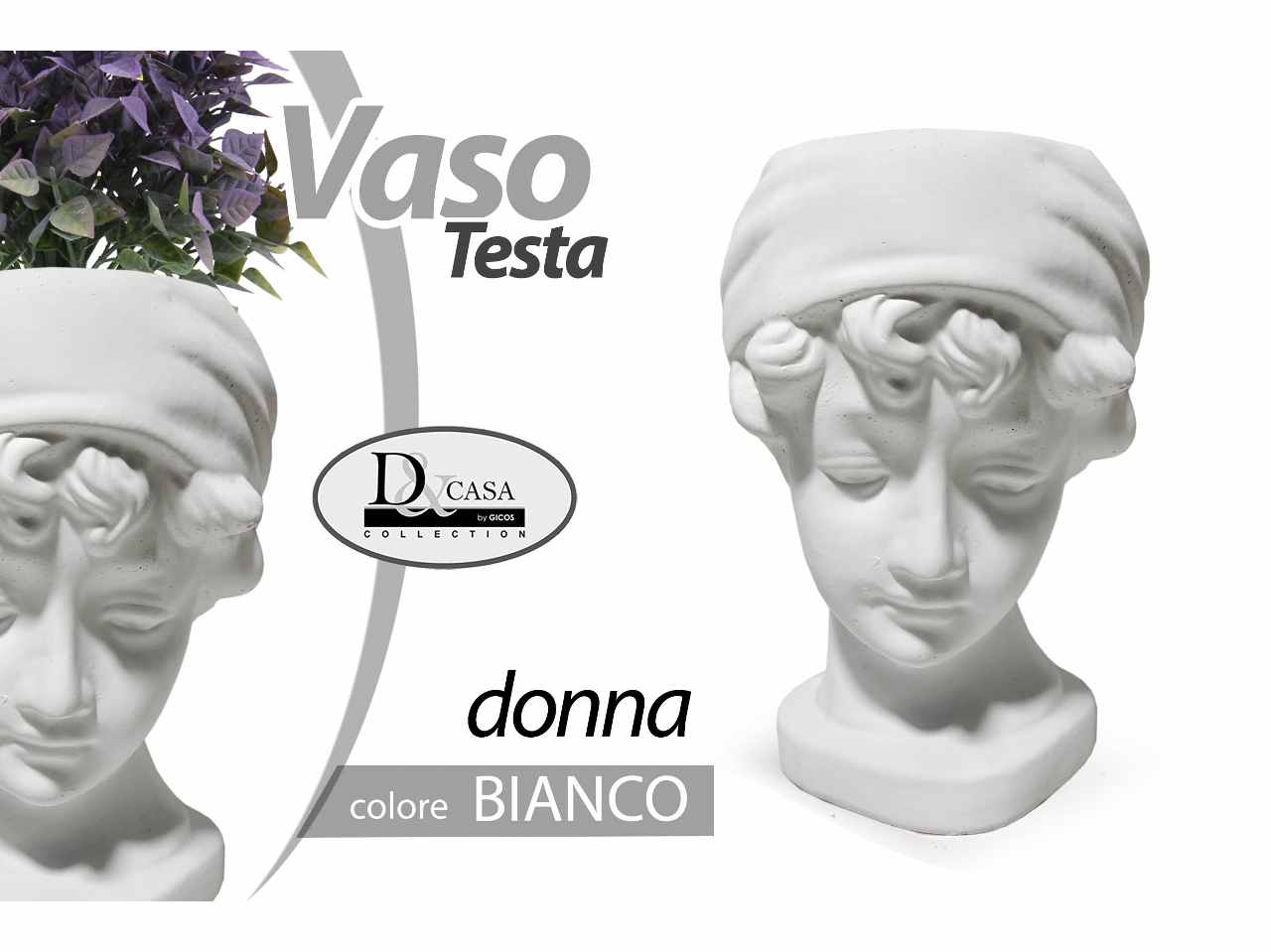 Vaso testa di donna bianco25x18x29cm825057