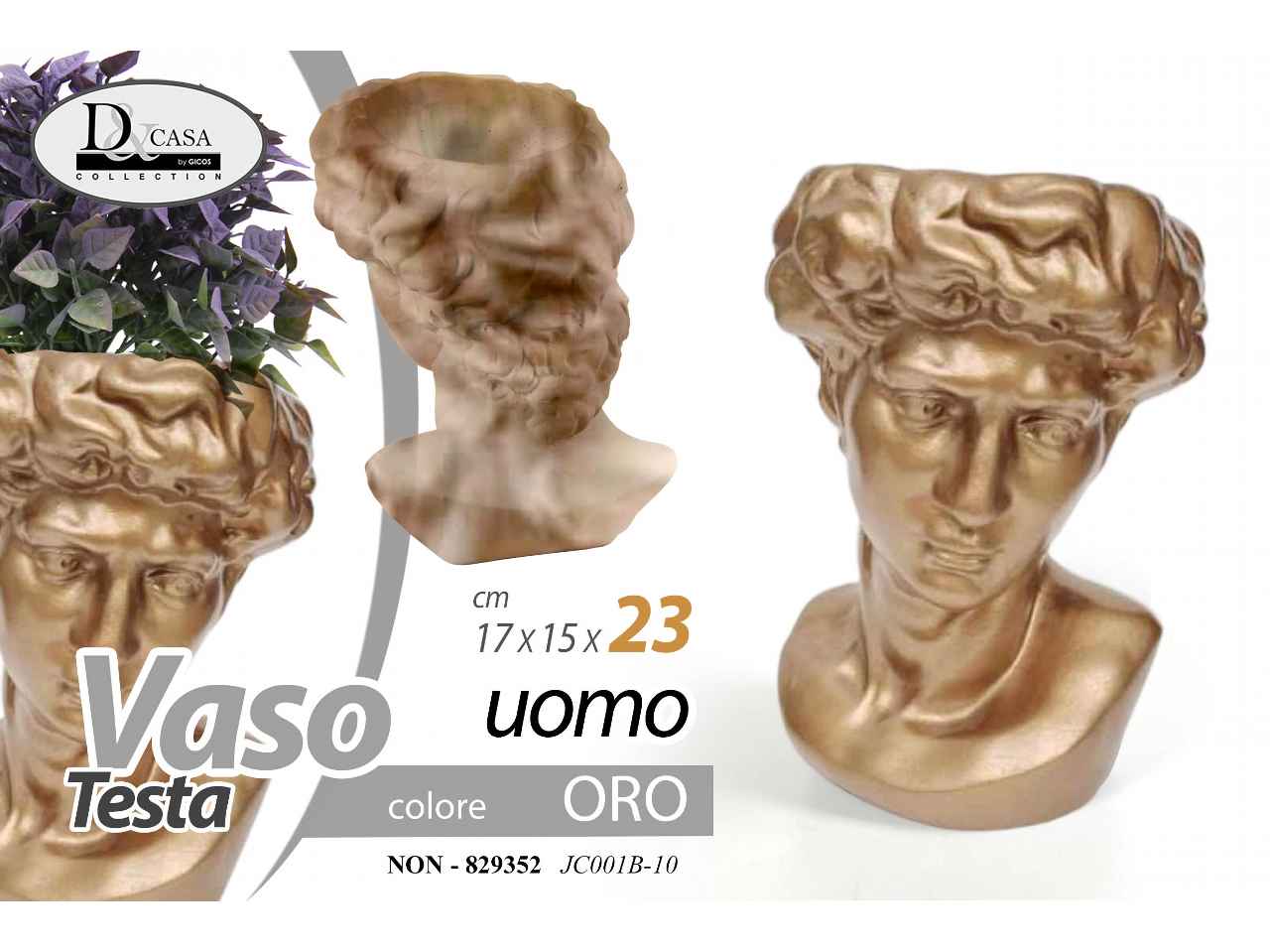 vaso testa di uomo 17x15x23 829352