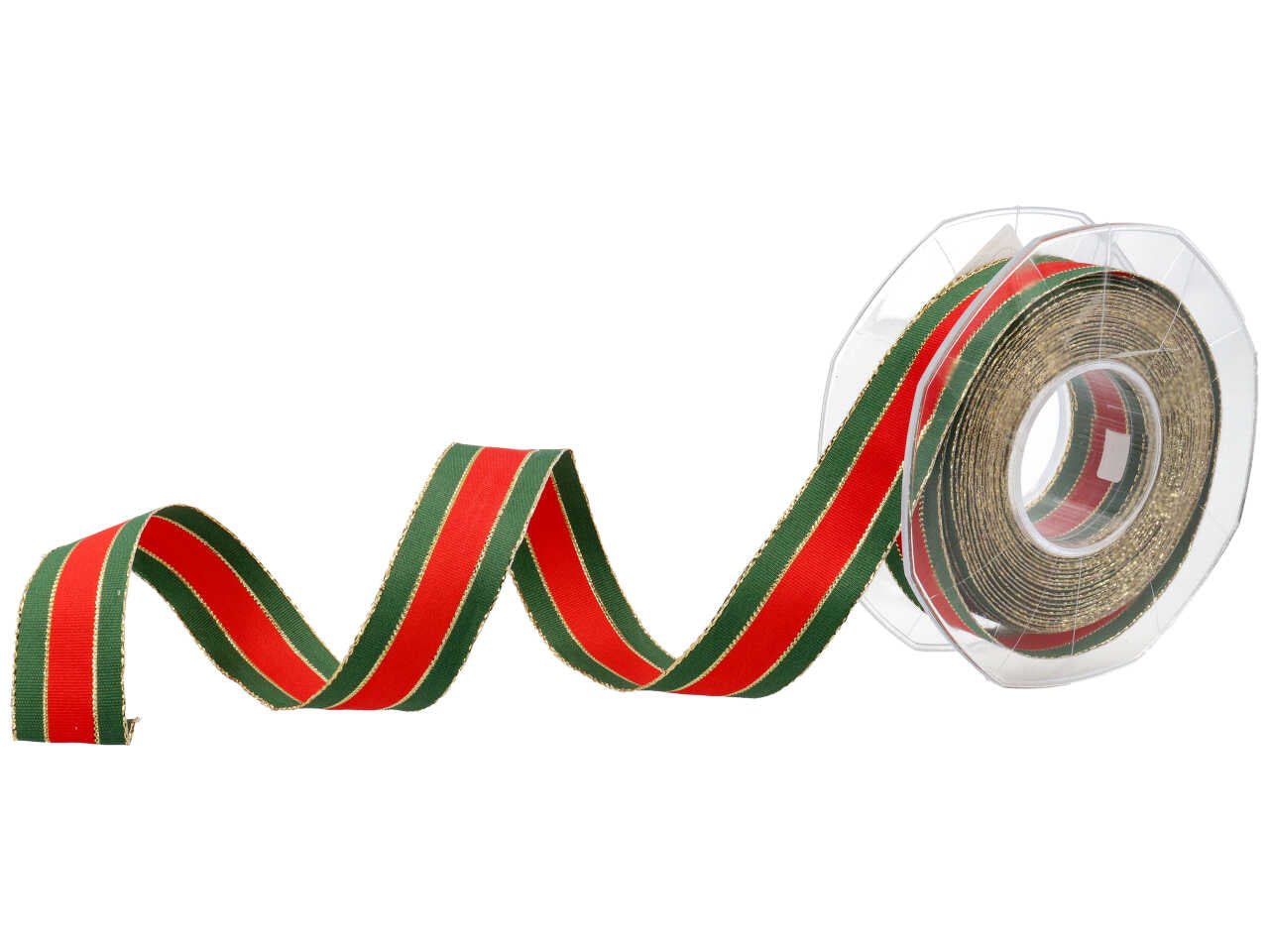 Nastro rigatone di natale 25mm 15mt multicolore verde oro e rosso