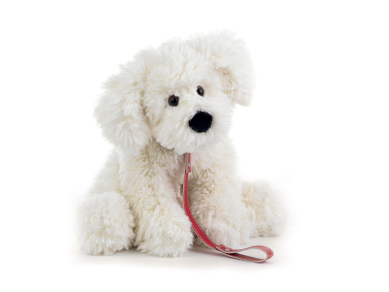 Peluche troufle lagotto bianco con guinzaglio misura l.30cm