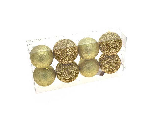 sfera 8cm 8pz oro innevato 54610471